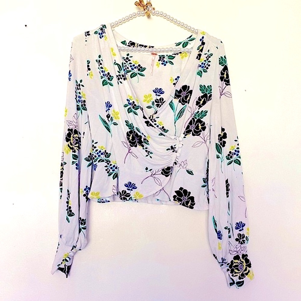 . Free People wrap style long sleeve top size small